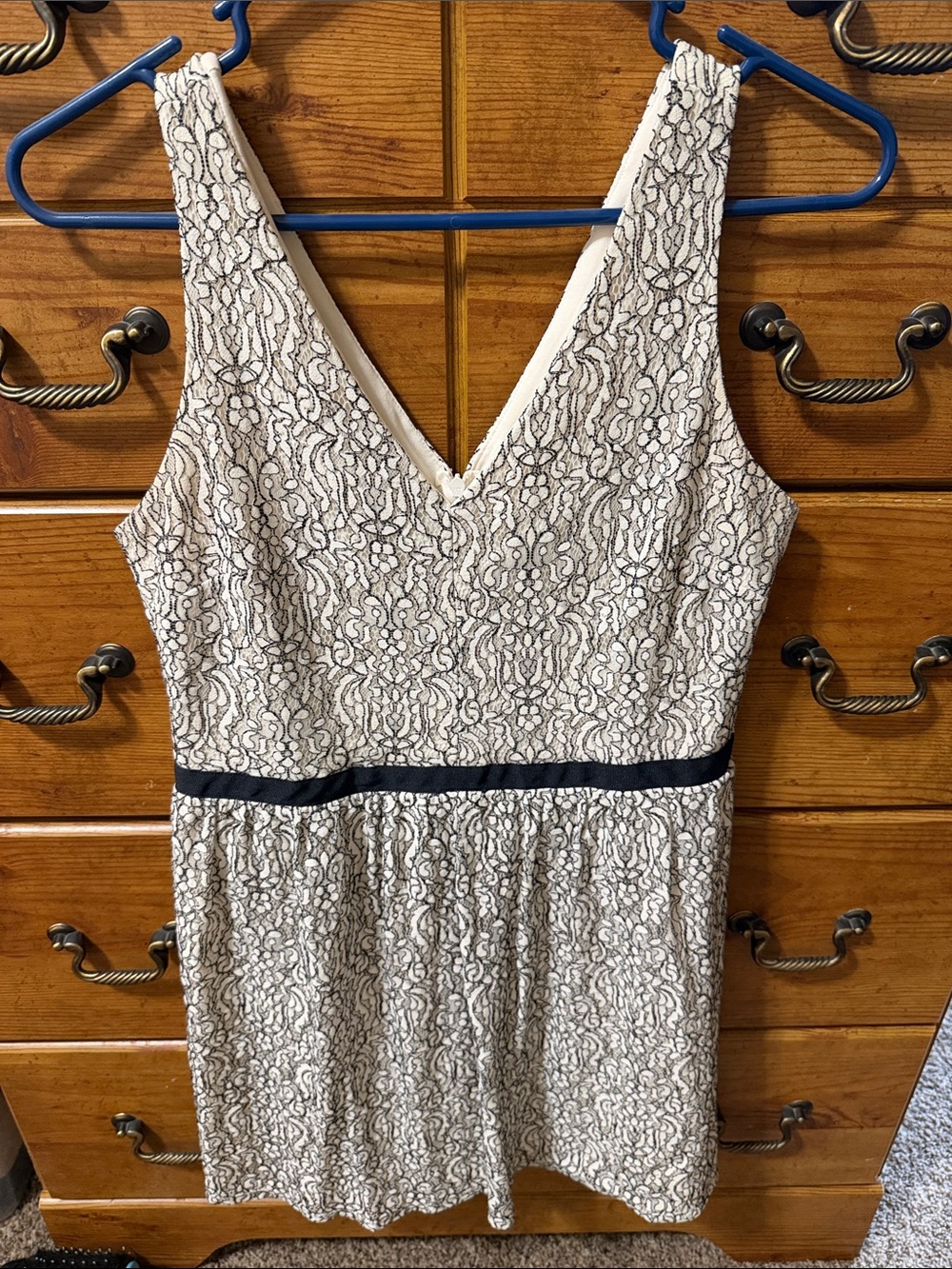 Maurices White and Black Lace-Patterned Mini Dress